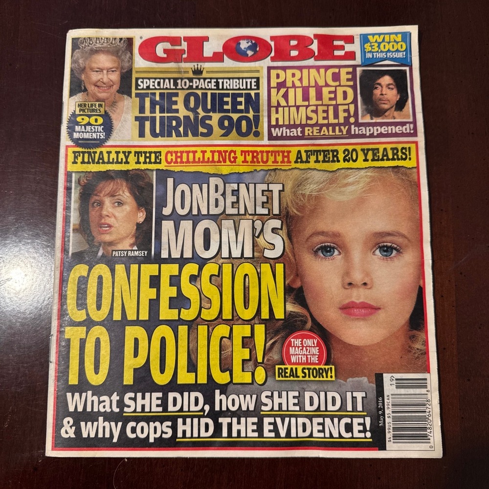 Globe Magazine May 9 2016 JonBenet Ramsey Queen Elizabeth Prince Tabloid News